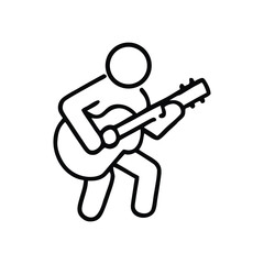 Simple Line Drawing of a Person Playing an Acoustic Guitar Shows Music and Expression Through an Outline