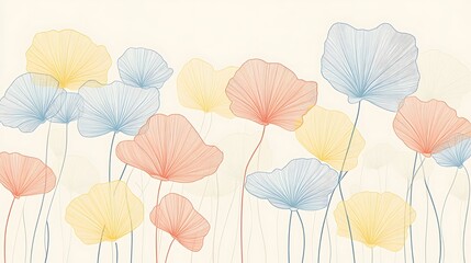 Obraz premium Delicate floral art display nature scene digital illustration soft colors minimalist style