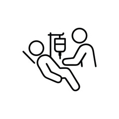Hospital Patient Receiving IV Treatment with Healthcare Professional in Attendance Outline Icon Simple Design Best Practices for Clinic