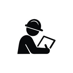 Construction Worker Reviewing Plans Hard Hat Safety Professional Blueprint Design Expertise Infrastructure Building Management Inspection