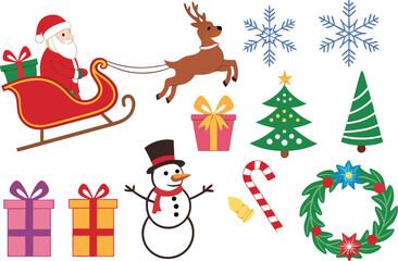 Collection of festive christmas icons and illustrations