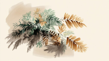 Naklejka premium A hand-drawn sketch of a lush fern cluster