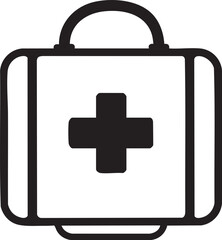 A black and white medical bag with a cross on it