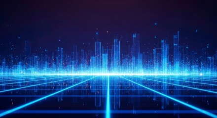 Abstract digital futuristic cityscape image high tech urban development conceptual illustration connectivity
