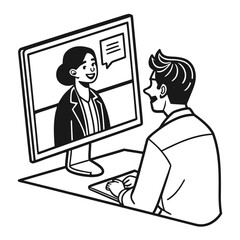 Man and woman having a video conference call on a computer screen