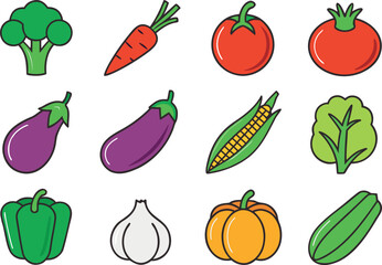 Farm Produce Illustration Set. Fresh Organic Produce Clipart Collection. Harvest Vegetables and Fruits Pack. Seasonal Farm Produce Elements. Vibrant Garden Harvest Graphics