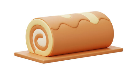 Isolated Delicious Swiss Roll Cake with Cream Filling for Dessert, Bakery and Sweet Treats