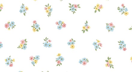 Floral pattern flowers blossom spring design seamless pastel watercolor botanical art decor