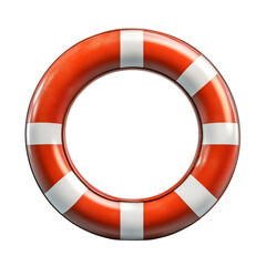 Orange lifebuoy with white stripes, a symbol of safety and rescue, ideal for maritime themes and emergency preparedness campaigns on transparent background