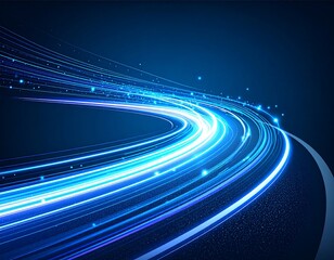 Abstract glowing light trails curving path