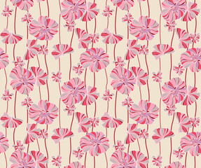Japanese Ribbon Flower Vector Seamless Pattern