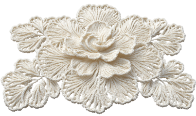 Delicate, cream-colored crochet flower embellishment