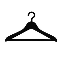 Silhouette of a plastic hanger on a white background, simplicity