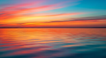 Obraz premium Sunset seascape reflection sky horizon water ocean nature dusk twilight landscape scene