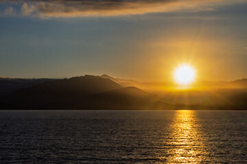 the bay of Ajaccio, Corsica, in the morning light