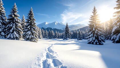 Snowy mountain path