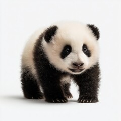 A baby panda isolated on a white background