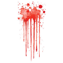 Red ink splashes watercolor illustration 