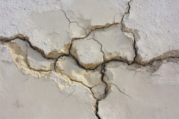 Cracked white plaster wall
