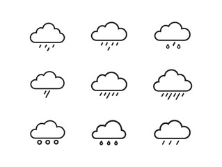 Obraz premium Cloud with Rain Line Art Gentle Drops From Sky