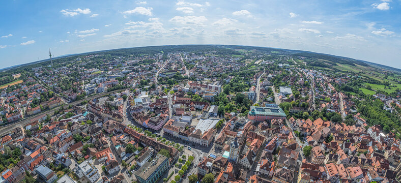 Ausblick auf die mittelfr&auml;nkische Bezirkshauptstadt Ansbach an der fr&auml;nkischen Rezat
