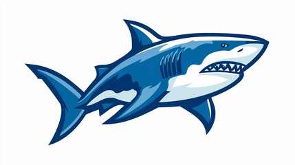 Fototapeta premium Aggressive shark, stylized, graphic design