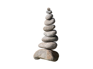 tower with stones balance and harmony isolated on white background