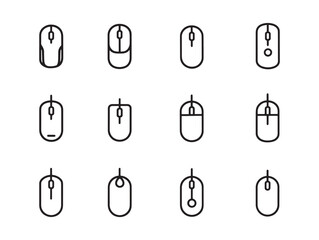 Computer Mouse Line Art Shows Essential Design Features