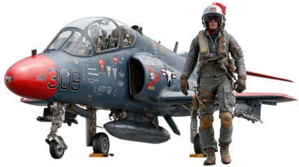 Aviation Sentinel: A determined pilot and advanced military aircraft converge in a dynamic visual, hinting at the thrill of flight and technological prowess.