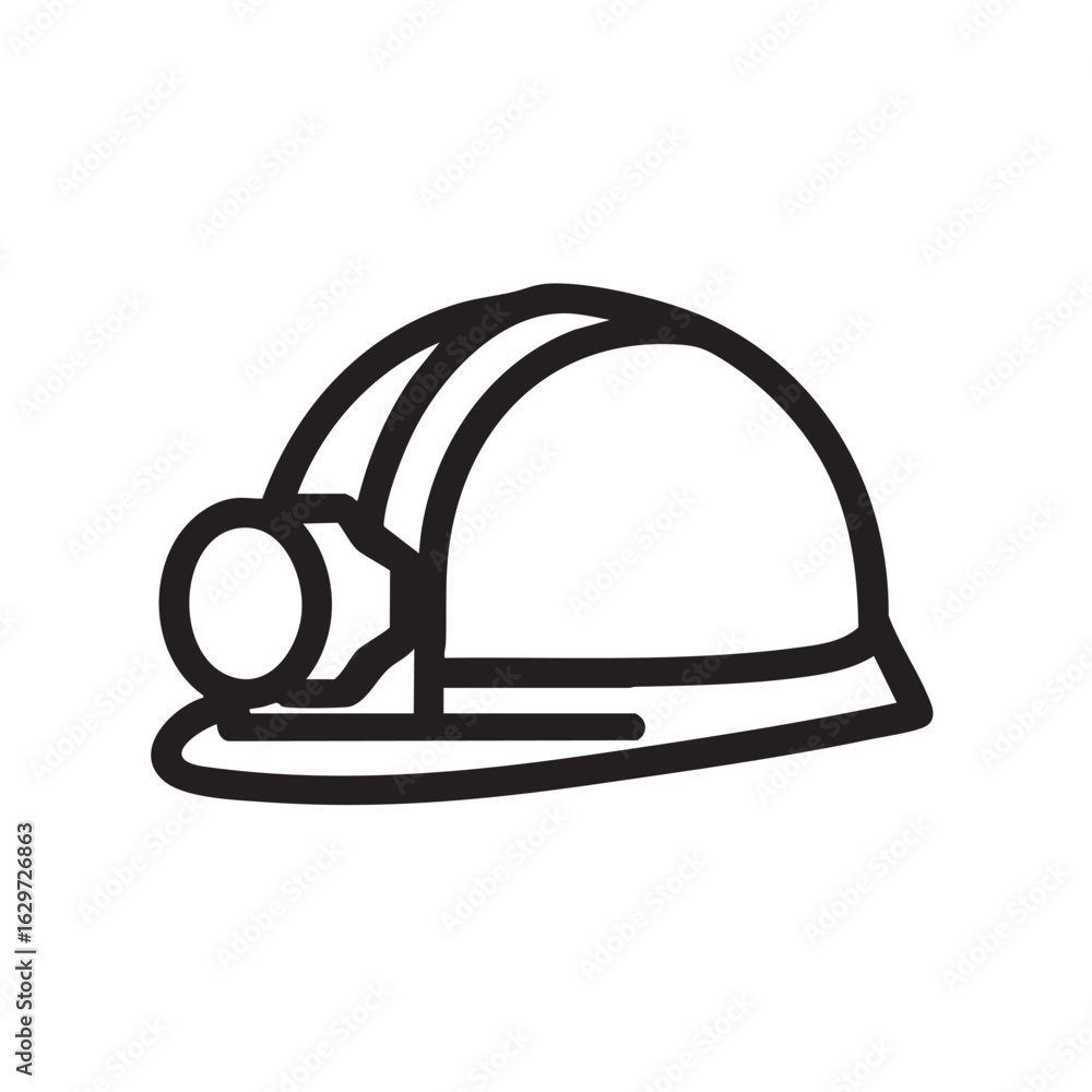 Aufkleber a simple line drawing of a mining helmet with a light.