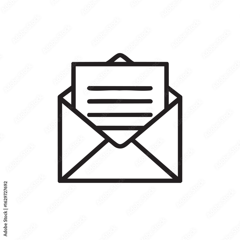 Poster a simple line drawing of an open envelope with a letter.