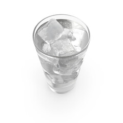Glass of Ice Cubes Isolated on Transparent Background