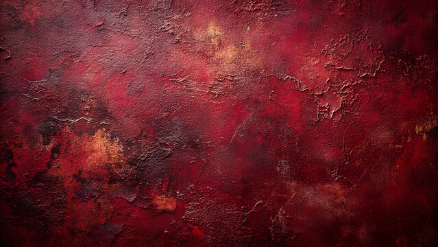 Rich textured abstract background with deep crimson red and dark brown hues creating a dramatic and moody artistic impression