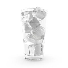Glass of Ice Cubes Isolated on Transparent Background