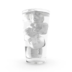 Glass of Ice Cubes Isolated on Transparent Background