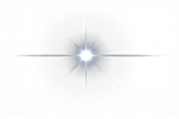 Abstract white glowing light effect with a star. Glowing white lens flare, light and shadow effects.