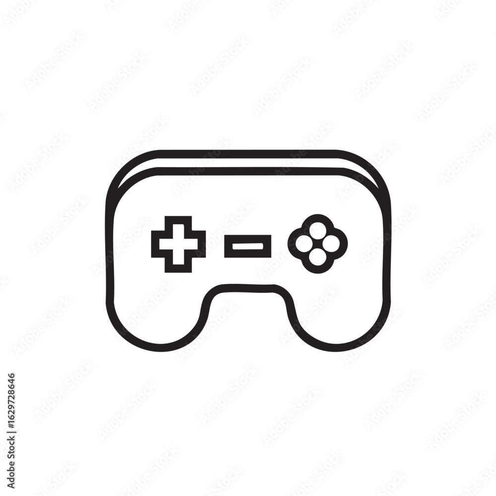 Poster a simple line drawing of a video game controller.