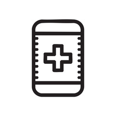 Obraz premium An icon of a medicine bottle with a medical cross on the label.