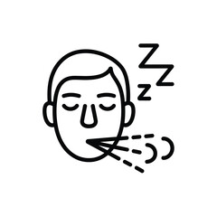 Person sleeping and snoring with breath coming out of mouth
