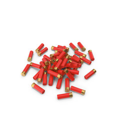 Red Shotgun Shells Scattered in a Pile Isolated on Transparent Background