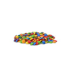 Pile of Colorful Candy-Coated Chocolate Buttons Isolated on Transparent Background