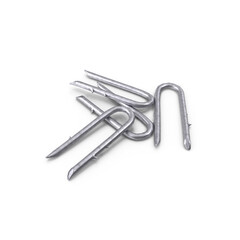 Metal U-Shaped Fence Staples Isolated on Transparent Background