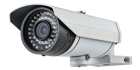 Surveillance Camera: A close-up view captures a modern surveillance camera, embodying vigilance and security, and ready to monitor the environment. 