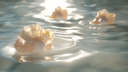 Delicate seashells on rippling water