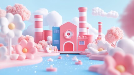 Pastel Factory Landscape