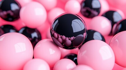 Abstract sphere arrangement in pink and black