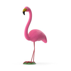 Plastic Pink Flamingo Garden Ornament Isolated on Transparent Background