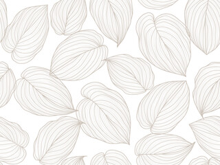 seamless floral abstract background with  leaves . Grey leaves on white background. Monochrome pattern