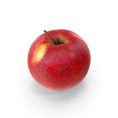 Red Apple with Stem Isolated on Transparent Background