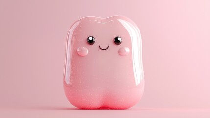 Cute pink tooth with happy expression
